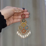 Gold Plated, Premium Multi Stylish Chandbali Jhumka - Image 4