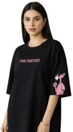 Girls' Oversized Black T-Shirt Trendy Graphic Loose Fit Tee Comfortable Half Sleeve Casual Streetwear Top for Girls & Women Stylish Print t Shirts (in, Alpha, S, Regular)