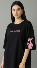 Girls' Oversized Black T-Shirt Trendy Graphic Loose Fit Tee Comfortable Half Sleeve Casual Streetwear Top for Girls & Women Stylish Print t Shirts (in, Alpha, S, Regular) - Image 3