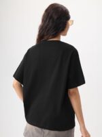 The Souled Store Peanuts: Overthink Women and Girls Short Sleeves Round Neck Black Graphic Printed Cotton Lightweight Everyday Streetwear Oversized T-Shirt - Image 4