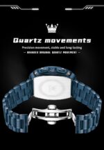 OLEVS Mens Watches Original Chronograph Analog Quartz Watch Multifunction Waterproof Calendar Silicon Strap Fashion Square Watch for Man - Image 3