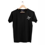 Women’s Black Cotton T-Shirt Mini Butterfly Rhinestone Design Round Neck Casual Top - Image 2