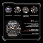 OLEVS Mens Watches Original Chronograph Analog Quartz Watch Multifunction Waterproof Calendar Silicon Strap Fashion Square Watch for Man - Image 2