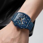 OLEVS Mens Watches Original Chronograph Analog Quartz Watch Multifunction Waterproof Calendar Silicon Strap Fashion Square Watch for Man - Image 4