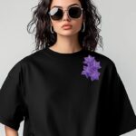 Mark & Annie Casual T-Shirt with Purple Floral Print, Unisex, Round Neck, Short Sleeve - Image 3