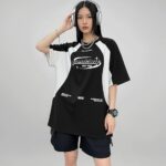Twinkle Black Cotton Printed Loose Fit T-Shirt for Women and Girls, Half Sleeve Casual Top, Stylish T Shirt