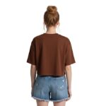 Women's Cropped T-Shirt, Brown, Butterfly Print, Fluttering Wings of Beauty Graphic, Short Sleeve - Image 2