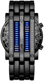 MASTOP Men's Lava Stainless Steel Lava RED LED Digital Bracelet Watch