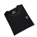 Women’s Black Cotton T-Shirt Mini Butterfly Rhinestone Design Round Neck Casual Top - Image 3