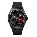 Carlington Nitro Series Analog Watches for Men | Unique Wheel Dial Design | Premium Silicone Strap | Stylish Sports Look | Quartz Movement Wrist Watches for Boys & Men_CT-7277 Black