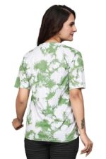 Green and White Strip T-Shirts for Women Regular Fit,Round Neck, Half Sleeve T-Shirt - (L - Green) - Image 4