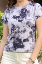 Leriya Fashion Women's Rayon Regular Fit Striped Tie-Dye Top With Half Sleeves for Office Wear, Casual Wear Western Short Sleeve Pajama Sleep - Image 2