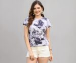 Leriya Fashion Women's Rayon Regular Fit Striped Tie-Dye Top With Half Sleeves for Office Wear, Casual Wear Western Short Sleeve Pajama Sleep