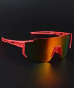 NuVew Sports, Wrap-around Sunglasses (For Men & Women, Red, Golden) - Image 5