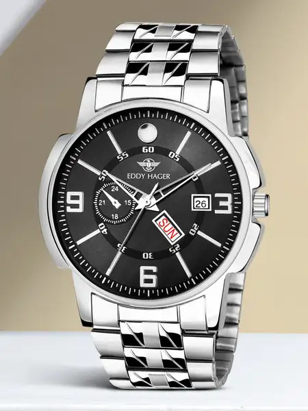 -original-imahfszaeqjf3xzh EDDY HAGER 226-Black Day and Date Analog Watch - For Men - Image 1