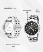 EDDY HAGER 226-Black Day and Date Analog Watch  - For Men - Image 2