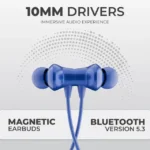 TECHFIRE T60 Pro Bullets Wireless Z Bass Edition headphone with Magnetic On Off Anc Enc Bluetooth Headset (Blue, In the Ear) - Image 5