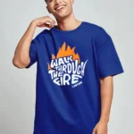 Leotude Printed Men Round Neck Blue T-Shirt