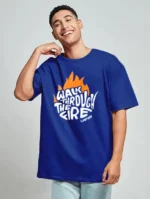 Leotude Printed Men Round Neck Blue T-Shirt